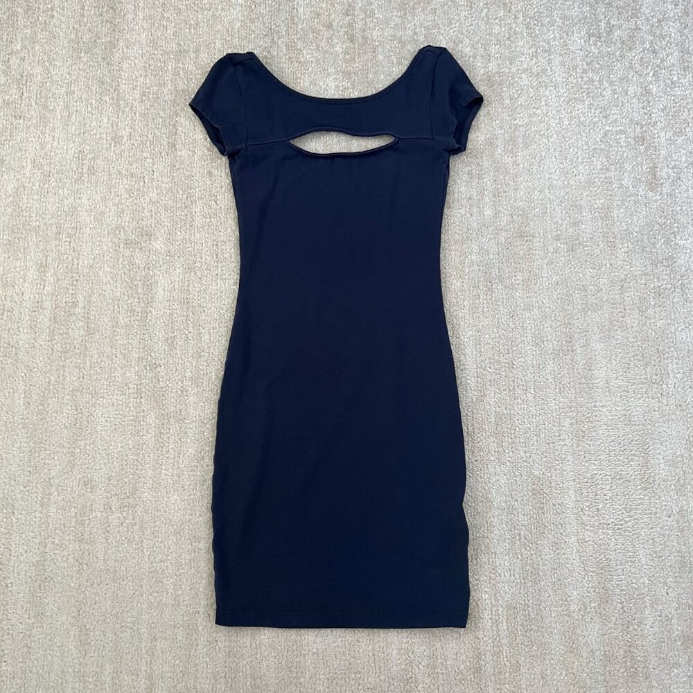 Guess Blue Cotton Cutout Bodycon Cocktail Mini Dress XS